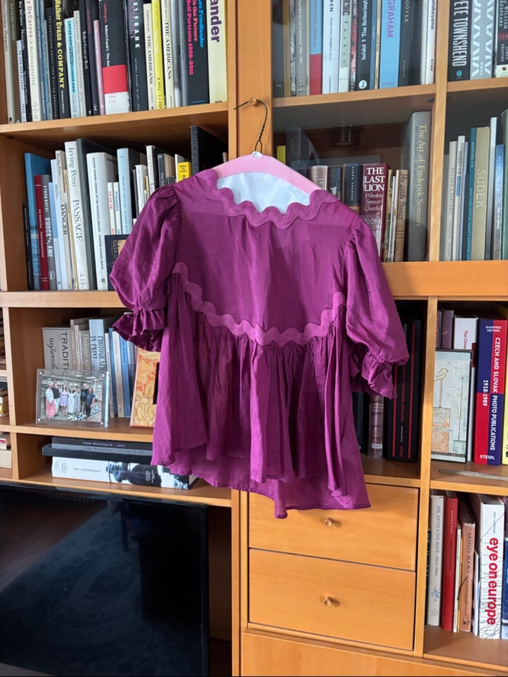 Women's Ruffled Peplum Blouse in Deep Plum